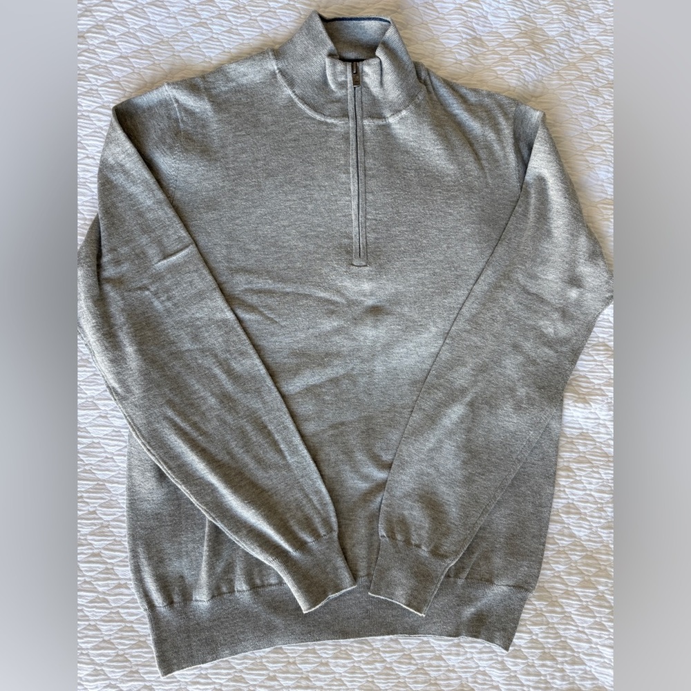Faherty Men's Light Gray Zip-Up Sweater